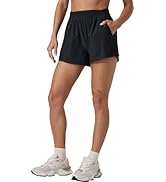 Hanyomo Women Running Shorts Yoga Fitness Bodybuilding Gym Shorts with Zipper Pockets Unlined