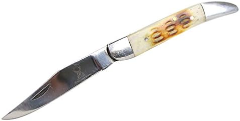 TheBoneEdge 6" Folding Pocket Knife with White Handle and Vinyl Sheath