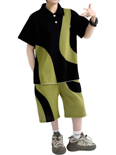 TiaoBug Kids Boys Piece Activewear Set Summer Sports Clothes Short Sleeve Golf Tshirt Shorts Set