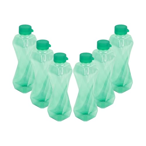Image of PEARLPET Twist BPA-Free Plastic Water Bottle Set |Lightweight, Leak-Proof & Freezer Safe - Pack of 6 (1000ml Each), Green