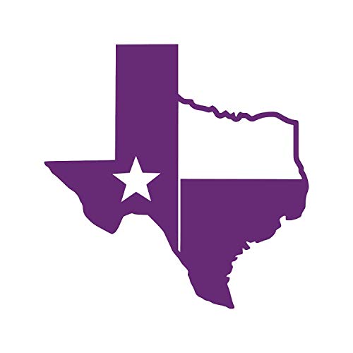 Image of TX Flag Shaped Like Texas [Pick Color] Vinyl Transfer Sticker for Laptop /Car /Truck /Window /Bumper (10 inch x 10 inch, Purple)
