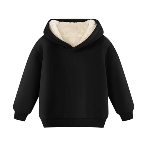 DDAPJ pyju Unisex Boys Girls Winter Sherpa Lined Hoodie Sweatshirt Kids Fleece Thermal Pullover Sweater Warm Hooded Outerwear