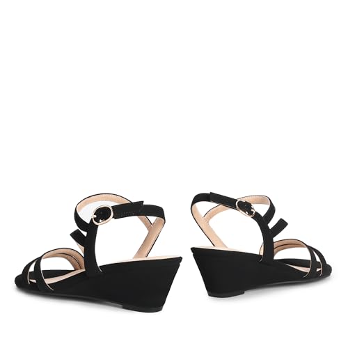 Image of DREAM PAIRS Strappy Wrapped Dressy Wedge Sandals, Comfortable Ankle Strap Open Toe Evening Dress Wedding Dance Summer Shoes