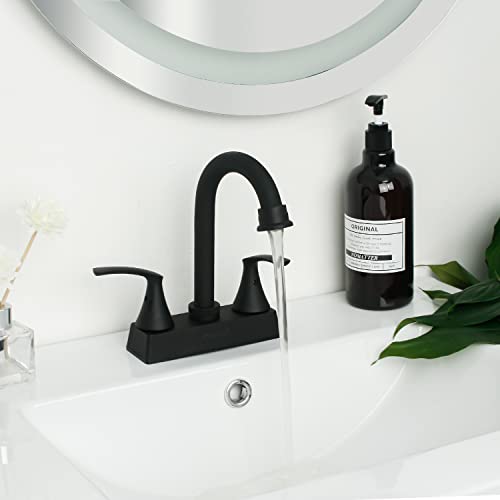 Solvex 2 Handle Bathroom Faucet Matte Black,4 Inch Centerset Bathroom Sink Faucet 3 Hole Bathroom Faucet,Bathroom Basin Faucet With Deck Mounted Lever Handle,Sp-40102-N #TOP1