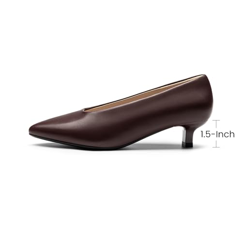 Athlefit Women's Closed Pointed Toe Low Kitten Heels 1.5-Inch Comfortable Dress Pumps Shoes for Wedding Party Office Burgundy Size 11, AD01064 — view 4