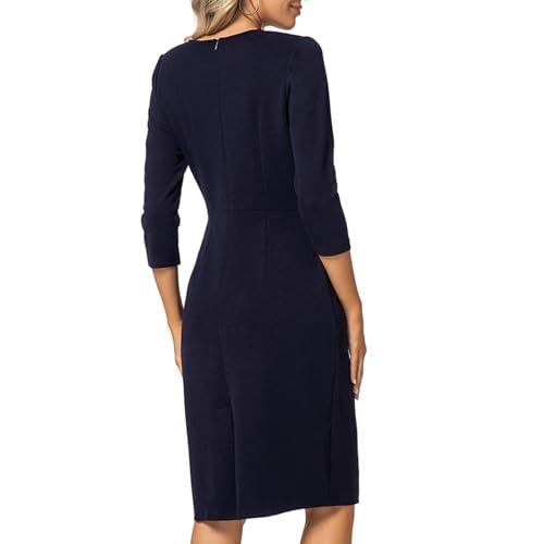 MINTLIMIT Women Sheath Dress 3/4 Sleeve Bow Neck Wear to Work Pencil Dresses3