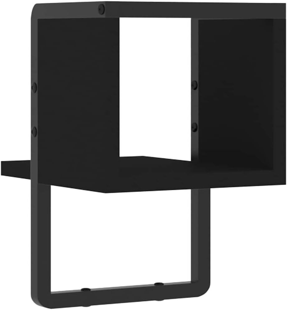 Modern Floating Wall Shelf, Black Engineered Wood, 7.9x9.8x11.8in, Compact Storage for Living Room, Bathroom, Bedroom Decor