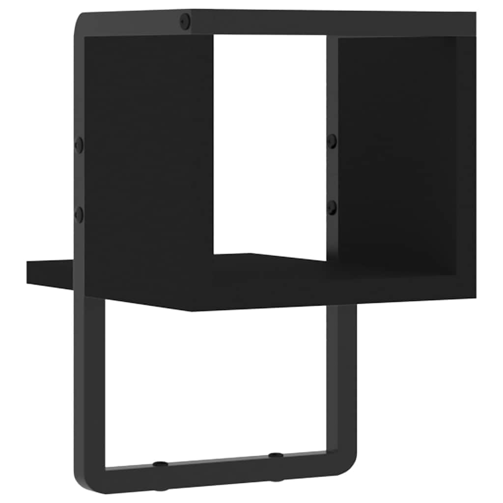 Wandregal Schwarz 20x25x30 cm mit Stange für Wohnzimmer Schlafzimmer Küche Bad Flur Büro Stauraum Organizer Hängeregal Ablage Board
