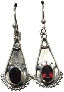 Red Garnet Gemstone Earrings, 925 Sterling Silver Earrings, Red Garnet Jewelry, January Birthstone Earrings, Oval Shape Stone Earrings, Designer Earrings, Red Stone Earrings, Bohemian Style Earrings, Attractive Design Earrings, Gothic Silver Earrings, Anniversary Gift Earrings