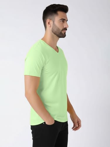 Image of Friskers Men's V-Neck Short Sleeves Cotton T-Shirt - Casual T-Shirt, Regular Fit