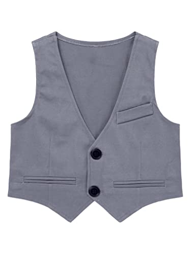 Choomomo Boys Classic Fit Suit Vest V-Neck Single-Breasted Dressy Waistcoat Sleeveless Jacket Top