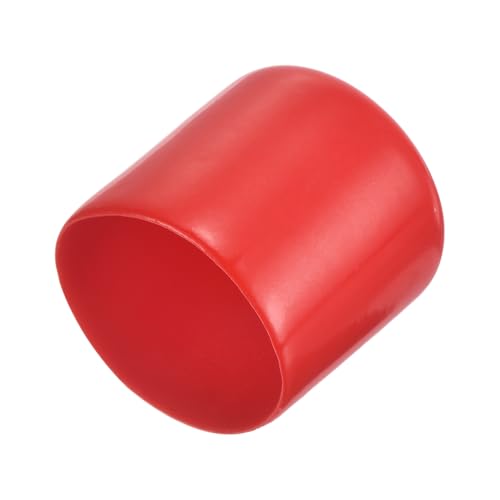 Image of uxcell 4pcs Rubber End Caps 1 1 /4 inch(32mm) ID Vinyl Round End Cap Cover Screw Thread Protectors Red, 30mm Height
