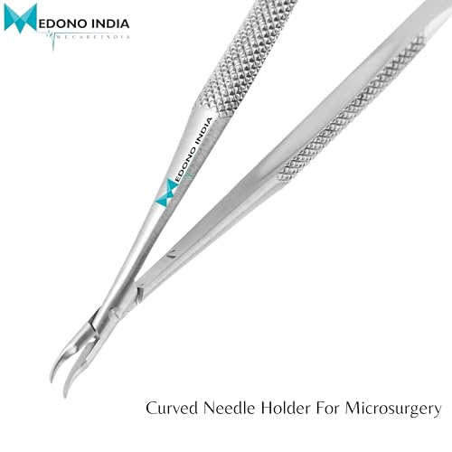 Image of Barraquer Micro Jawa Needle Holder surgical (Curved) 5 inch Inch Microsurgery Fine Needle Holder Stainless Steel