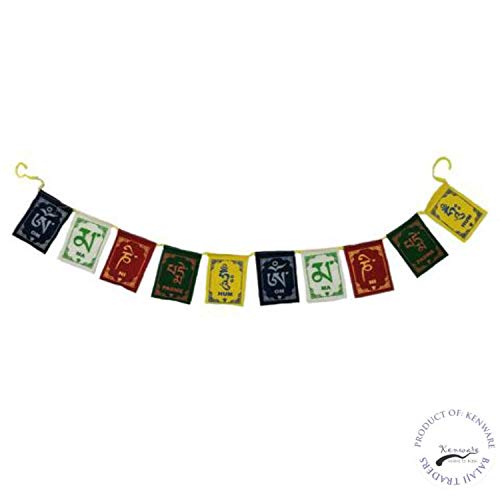 Kenware Tibetan Prayer Flags, Wind Outdoor Flags, Car Jewelry Decor Accessories Flag Decorations, Buddhist Items Om Mani Padme Hum Peace Sign Wall Flag, Hanging for Cycle/Bike (Pack of 1 Big)