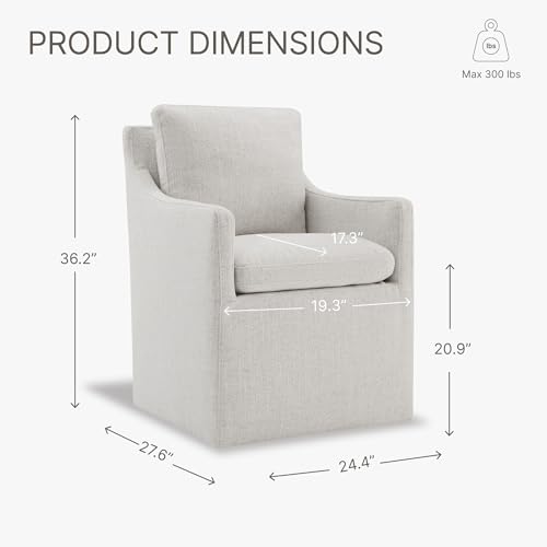 Image of KISLOT Upholstered Dining Chairs with Casters, No Assembly Modern Accent Armchair with Rollers for Dining Room, Bedroom, Living Room, Reading Room, Already Assembled, Linen, 4 Box