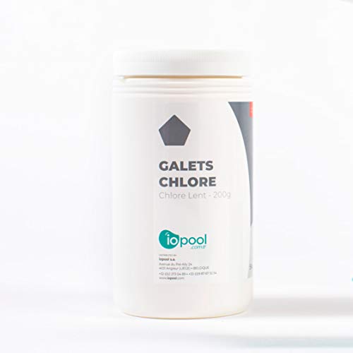 iopool Slow Chlorine - 1 kg/kilo - 200 g Pebbles - Slow and Even Diffusion Stabiliser - Can be used with the Treatment App