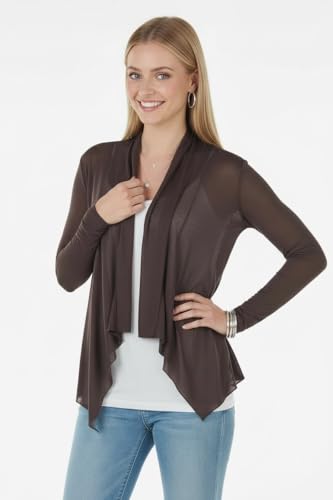 Image of ToBeInStyle Womens Open Front Long Sleeve Lightweight Asymmetrical Draped Cardigan with Side Pockets