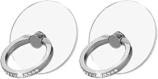 Darglino Mobile Phone Ring Holder Stand 2 Pack, Glitter Phone Ring Bling Sparkle Finger Kickstand 360°Degree Rotation Clear Phone Ring Grip Compatible iPhone Cellphone Phone Case (Glitter Round)