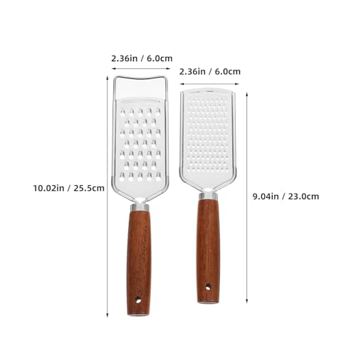 Set de 2 ralladores multifuncionales de acero inoxidable con mango de madera miniatura 2