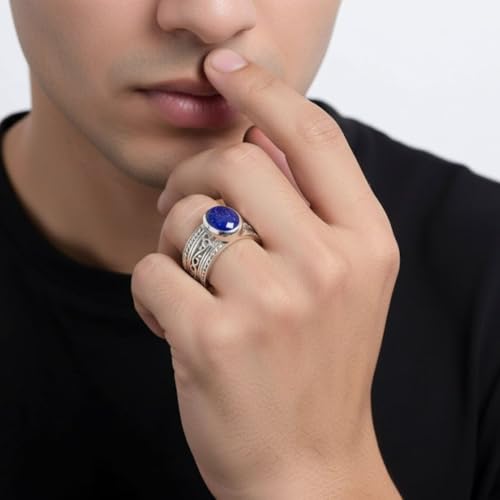 Image of 55Carat Choose Your Color Genuine Gemstone Sterling Silver Ring Band Vintage Handmade Jewelry Sizes 5-12