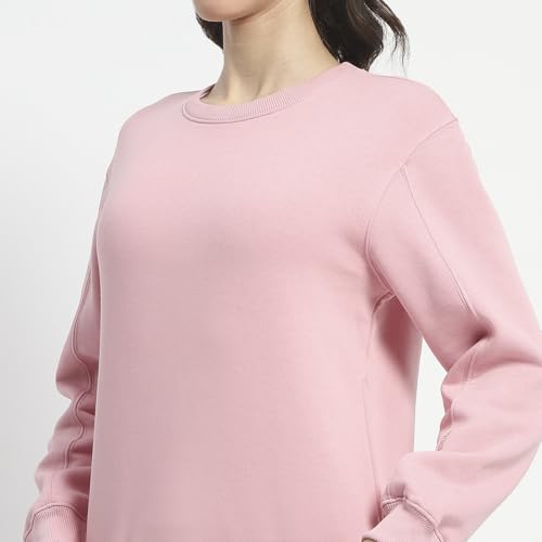Image of Madame Solid Crew Neck Cotton Sweatshirt