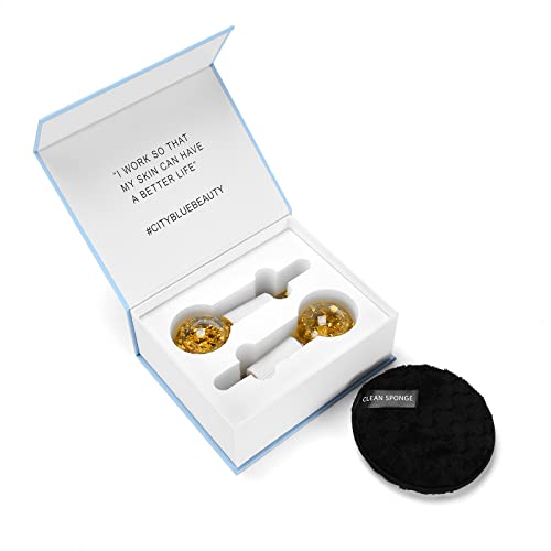 CIBLUTY Globo facial Ice Cryo Sticks com essência dourada - 2 globos de resfriamento para massageado