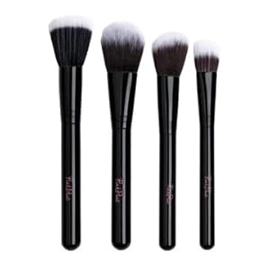 Pink Dust Face Brushes Makeup Set – 4 Pcs Face Makeup Brushes with Synthetic Bristles – Wooden Handle Makeup Brushes for Face
