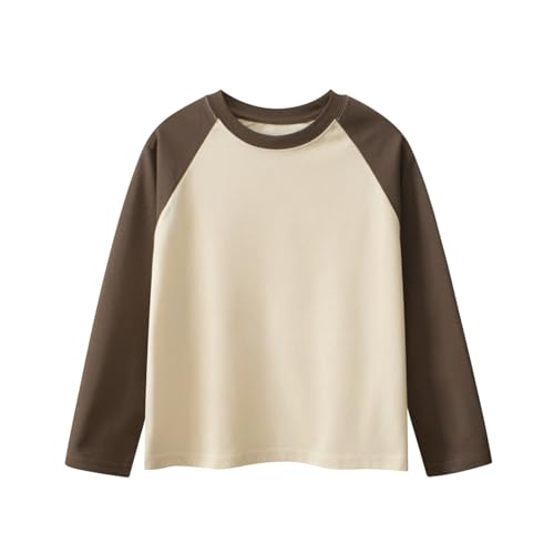 Girls Boys Crewneck Shirts Tops Kids Cute Color Block Raglan Sleeve Cotton Blouse Long Sleeve Shirt for Teen Youth