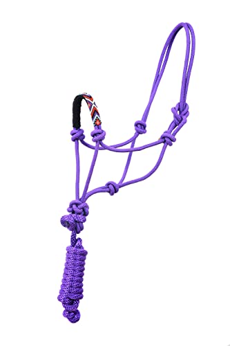 Cabezada de cuerda de nylon trenzado morada con ramal largo SIE
