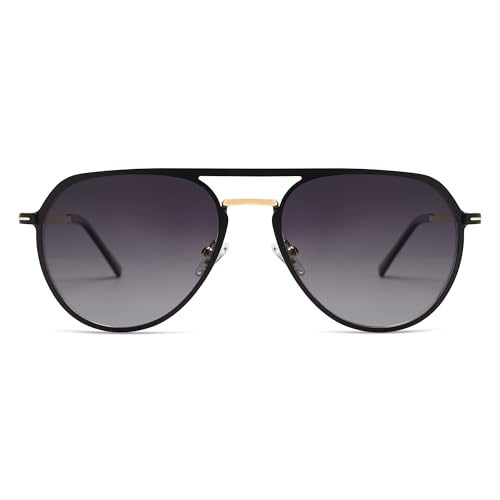 SOJOS Trendy Aviator Polarized Sunglasses for Women Men Retro Shades Classic Metal Sun Glasses SJ1204A2