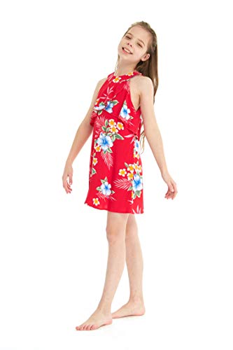 Image of Matchable Family Hawaiian Luau Men Women Girl Boy Clothes in Hibiscus Red
