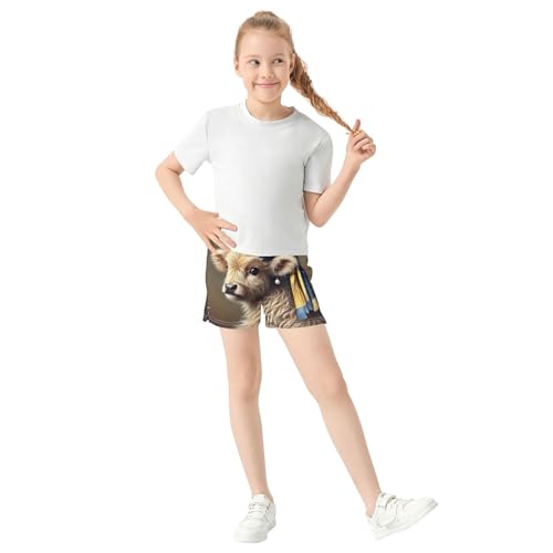 Girls Lounge Shorts Vintage Cow Pearl Earring Print Cute Athletic Pajama Comfy Youth Summer Clothes, X-Small2