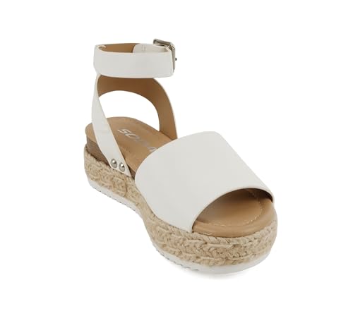 SODA Clip Womens Casual Espadrilles Trim Flatform Studded Wedge - Image 5