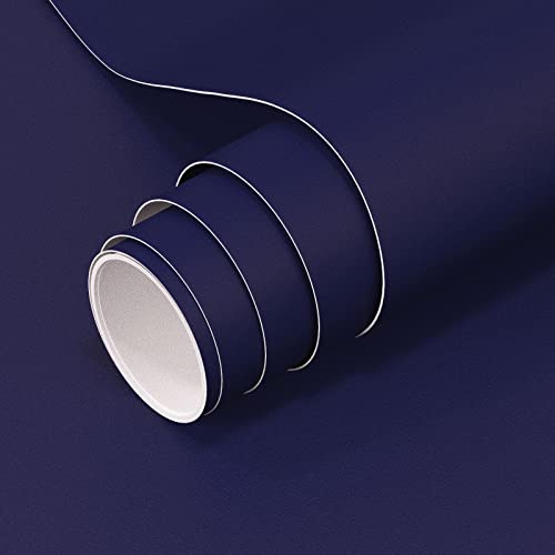 Voleaar Dark Blue Contact Paper 23.7 X 393.7 Inches Pure Blue Peel And Stick Wallpaper Vinyl Adhesive Waterproof Solid Color Wall Paper For Cabinet Shelf Liner Room Walls Covering Decorative #TOP5