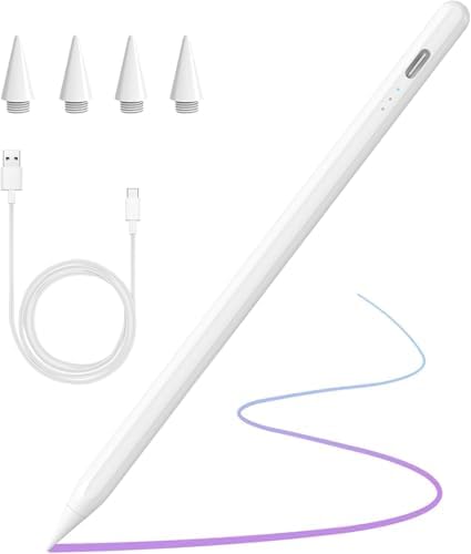 Lápiz táctil para Apple iPad 2018-2025,Carga Rápida,Rechazo de Pa...