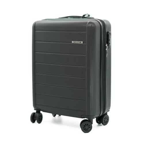 VOYAN Maleta de Cabina Expandible 55x40x20 SDR Negro, Trolley de Viaje Ultraligero con Carcasa Rígida ABS, Ruedas Dobles Giratorias y Cerradura de Seguridad, Equipaje de Mano Resistente
