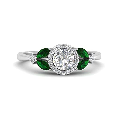 Petite bague de fiançailles halo diamants rond argent sterling taille 47-70