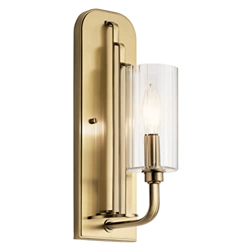 Image of Kichler Kimrose 1 Light Wall Sconce with Clear Fluted Glass in Brushed Natural Brass