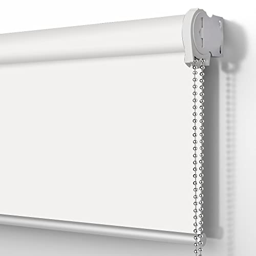 SUAKY Blackout Window Blinds Roller Shades, White Custom Window Shades Elegant Roller Blinds, Energy Saving UV Protection Roller Shades for Windows, Doors, French Doors
