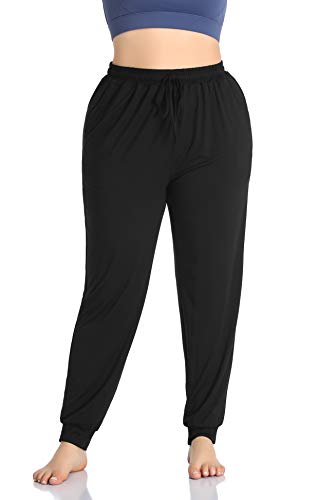 ZERDOCEAN Women's Plus Size Casual Lounge Yoga Pants Comfy Relaxed Joggers Pants Drawstring with Pockets2