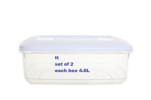 whitefurze Set of 2 Food Storage Box - 4.0 Litre food container storage box