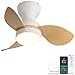 Produktbild ycwdcz Ø56cm Mini Deckenventilator mit Lampe und Fernbedienung, kleine Deckenventilator mit Beleuchtung, Reversibel Sommer Winterbetrieb 6 Gang Leise DC Motor, Weiß + Holzmaserung