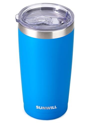 Image of SUNWILL Travel Coffee Tumbler 20 oz, Insulated Mug with Lid, Stainless Steel Cup for Outdoor, Powder Coated Royal Blue