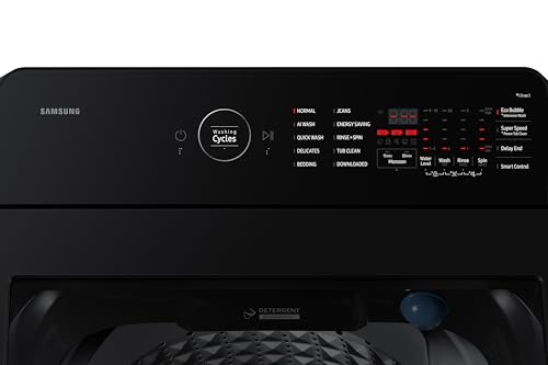 Image of Samsung, 10kg, 5 Star, AI Wash, Eco Bubble, AI Energy Mode, AI VRT+, Quick Wash, Super Speed, Smart Control, Digital Inverter, Fully-Automatic Top Load Washing Machine, WA80F10S2BTL, Black Caviar