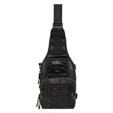 WOLF TACTICAL Compact EDC Sling Bag - Concealed Carry Shoulder Bag for Range, Travel, Hiking, Outdoor Sports (Black Camo)
