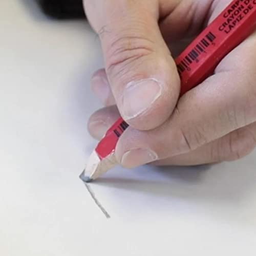 Carmel Carpenter Pencil, Box Of 12 (+ Sharpener), Flat Woodworking Pencils #TOP6