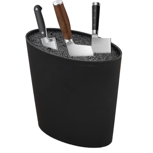 Kitchen Knife Holder,Space Saver Knife Block with Drain Holes,Oval-Shaped Knife Rack for Ceramic Knives,Steak Knives (Knife Not Included)- 6x8in