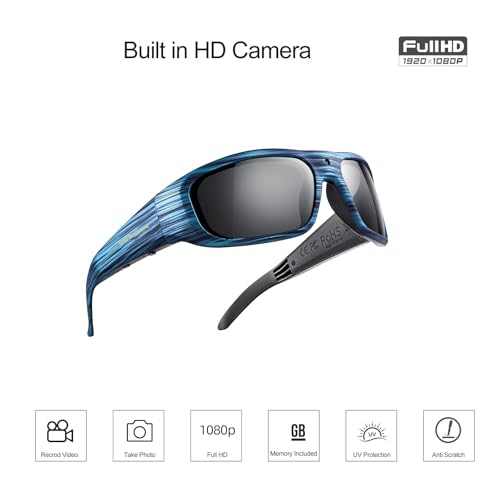 Image of OHO Ultra-Thin Lightweight Sports Camera Sunglasses, 24MP Camera, 1080P Video, Water Resistant UV400 Lens