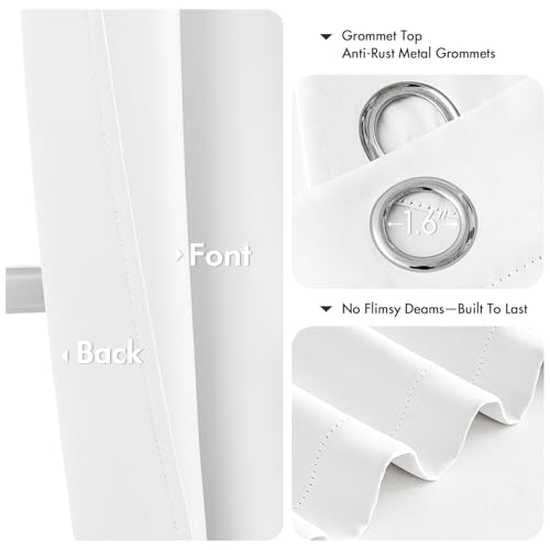 Image of MIULEE Blackout Curtains for Bedroom Living Room 2 Panels, Thermal Insulated Room Darkening Drapes Grommet Noise Reducing Light Blocking Window Treatments 72 Inches Long 34x72 Inch Pure White