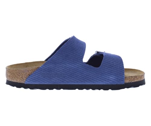 Image of Birkenstock Arizona BS Narrow Unisex Shoes Size 3, Color: Corduroy Indigo /Ocean Blue